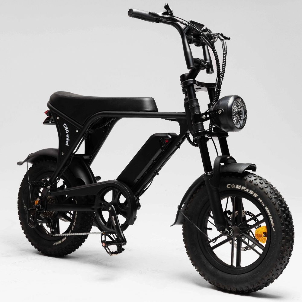 C80 Mini elektrische fatbike zwart zijaanzicht